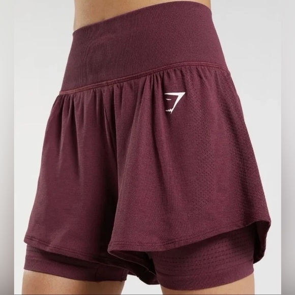 Gymshark Pants - Gymshark Maroon Two in One Vital Seamless Skort size XS EUC